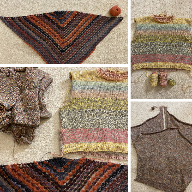 various knitting and crochet projects