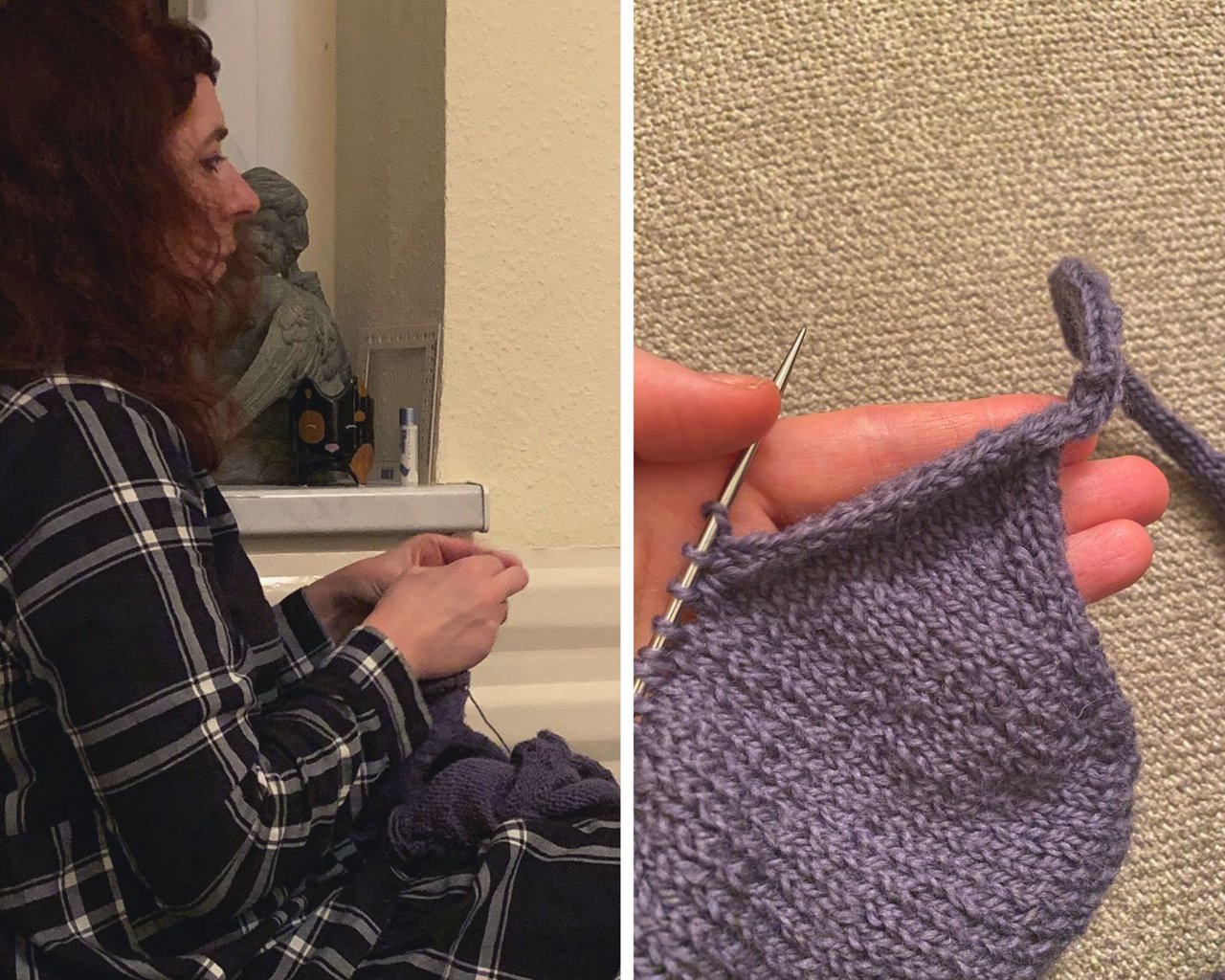 SImone knitting the i-cord bin off