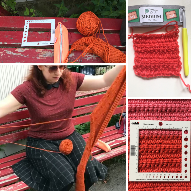 a woman unraveling her hand knitted sweater because it is too big