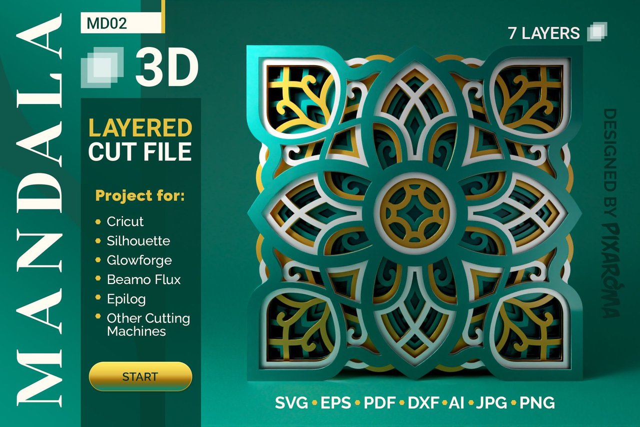 3d Layered Mandala Md02 Cut File Design Peakd