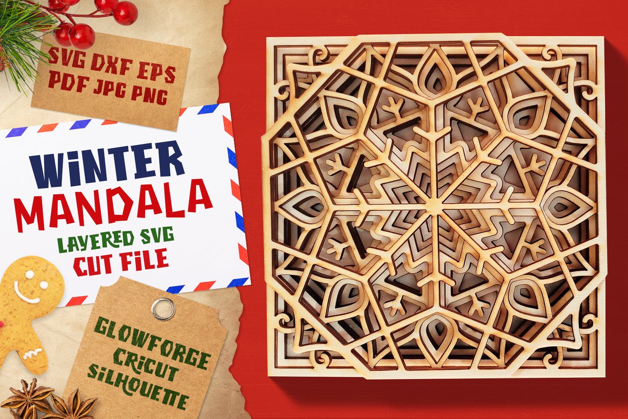 Download Winter Mandala 3d Layered Svg Cut File Craft Peakd