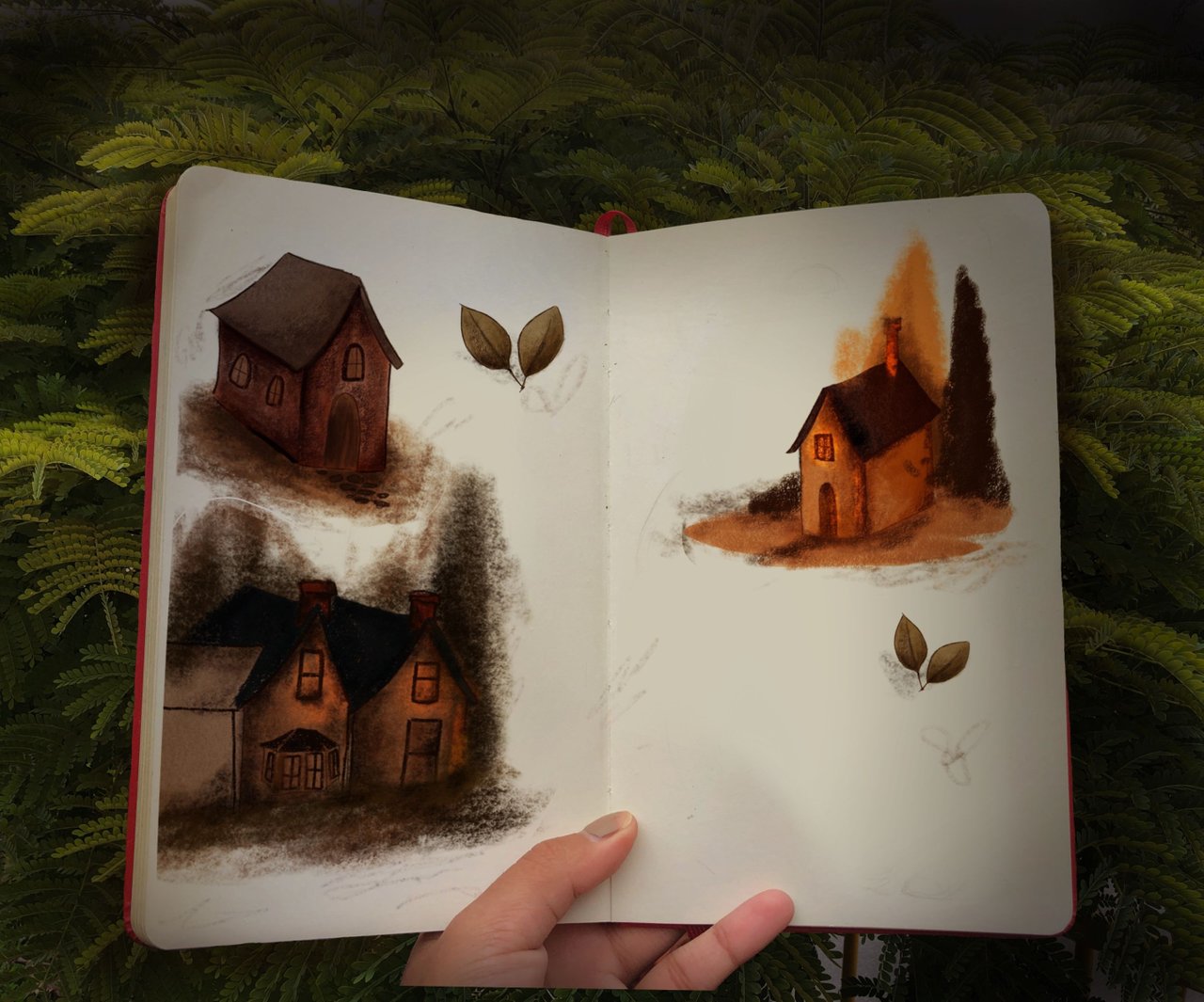 Forest houses?sketchbook drawings | Casas del bosque, dibujos de bocetos |  PeakD