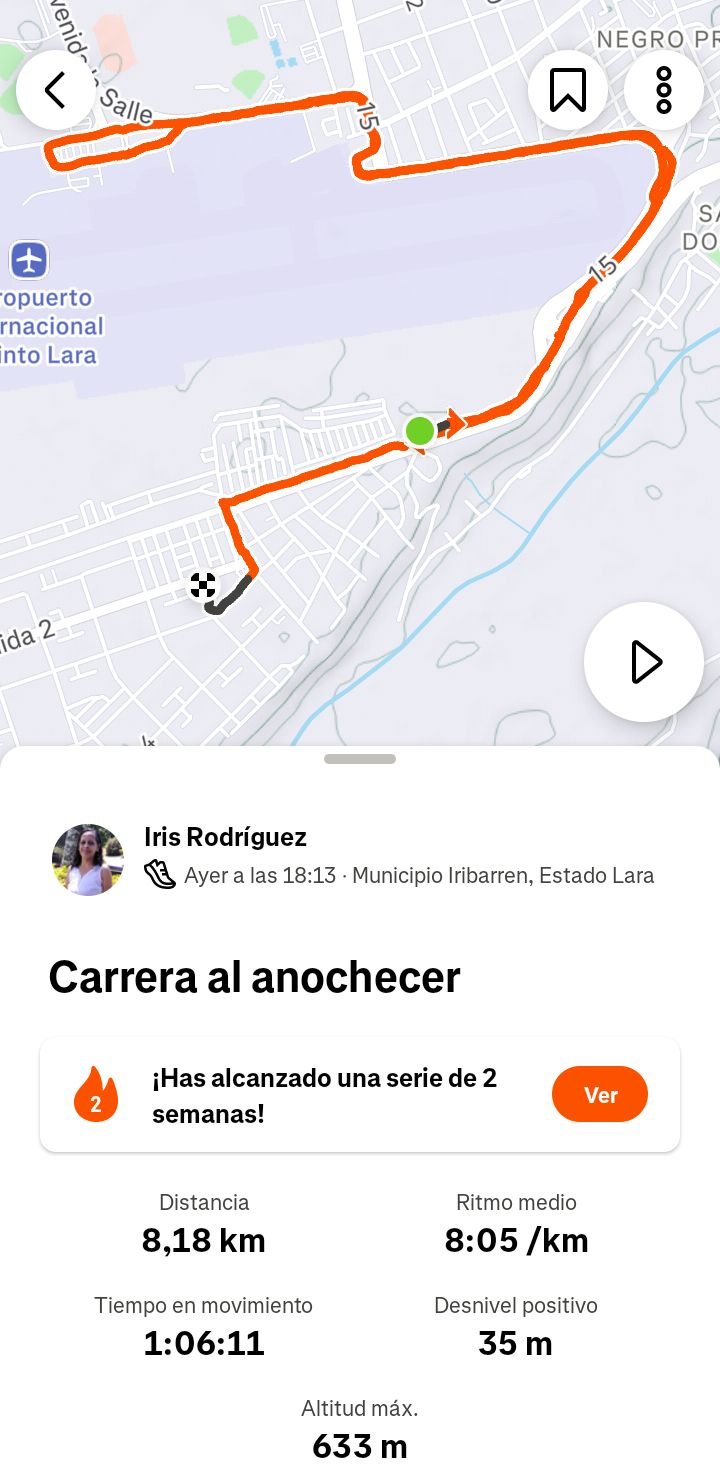 Trote de 8 km al finalizar la tarde / 8 km run at the end of the afternoon 