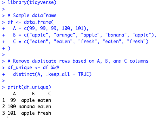 R Keep only data from the first occurring row when there are