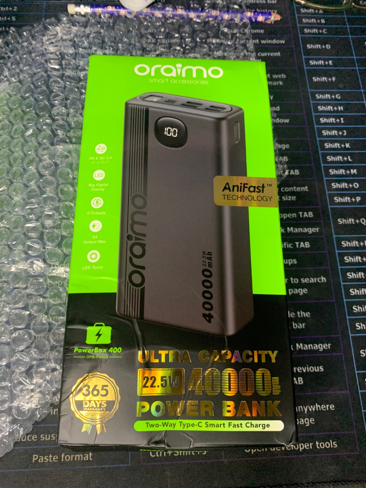 Oraimo Two Way Ultra Fast Charging Power Bank - 40000mAh