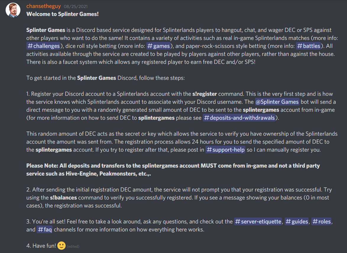 How to Register Your Splinterlands Account on the Discord Server