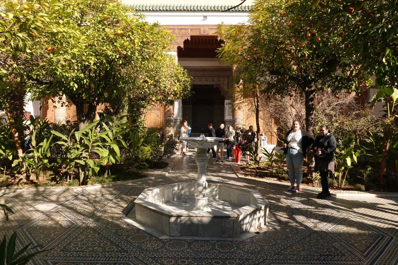 Dar El Bacha Museum, famous coffee place inside a majestic palace, Marrakesh, Morocco 