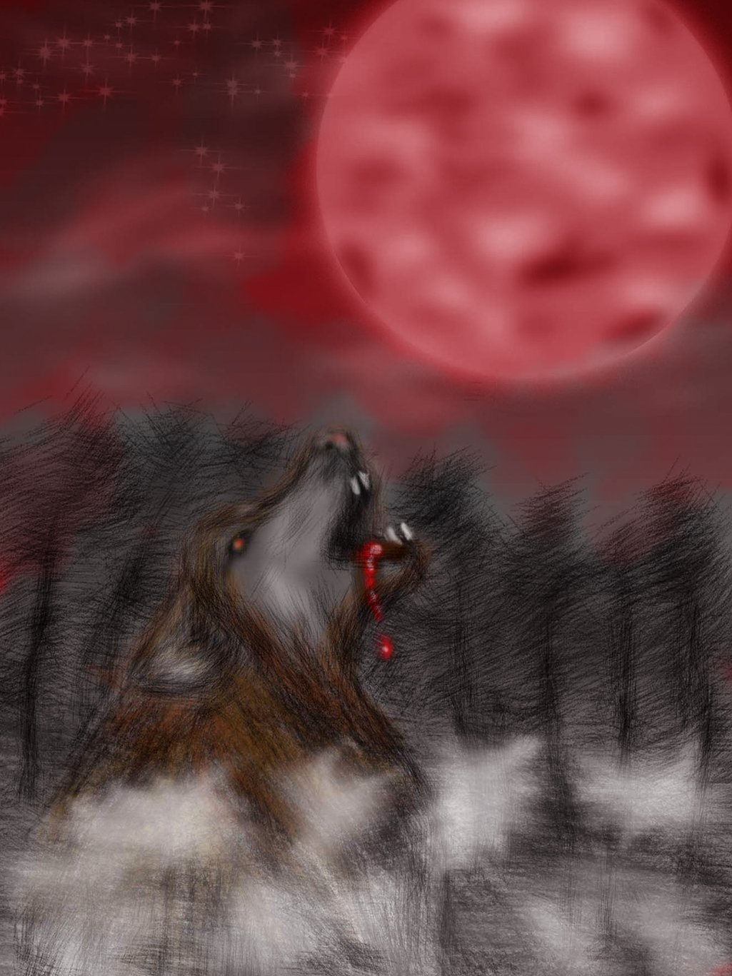 The moon and the wolf /La luna y el lobo-drawing | PeakD