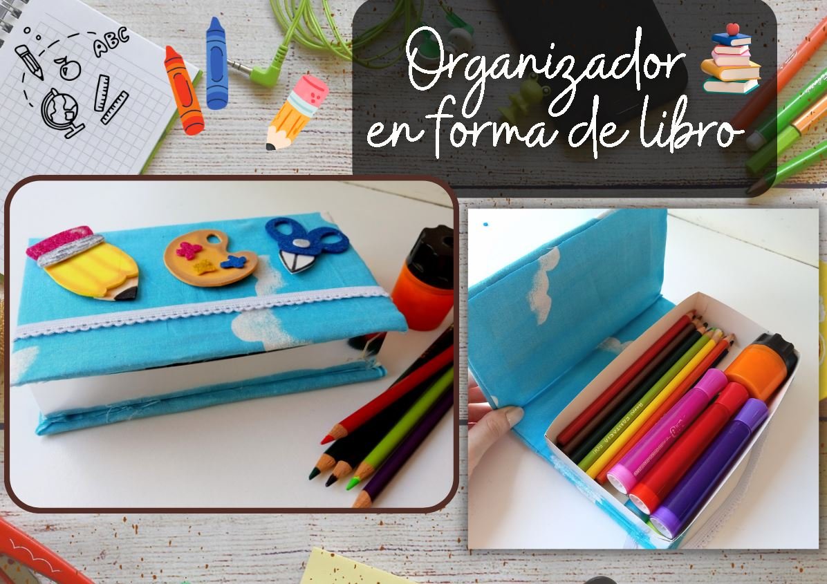 Esp/Eng] ✨Organizador para colores en forma de libro. // Book-shaped school  organizer.✨
