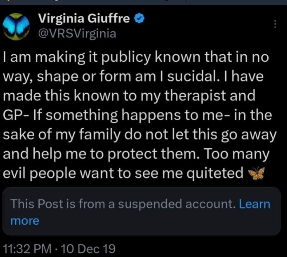 Virginia Giuffre Tweet