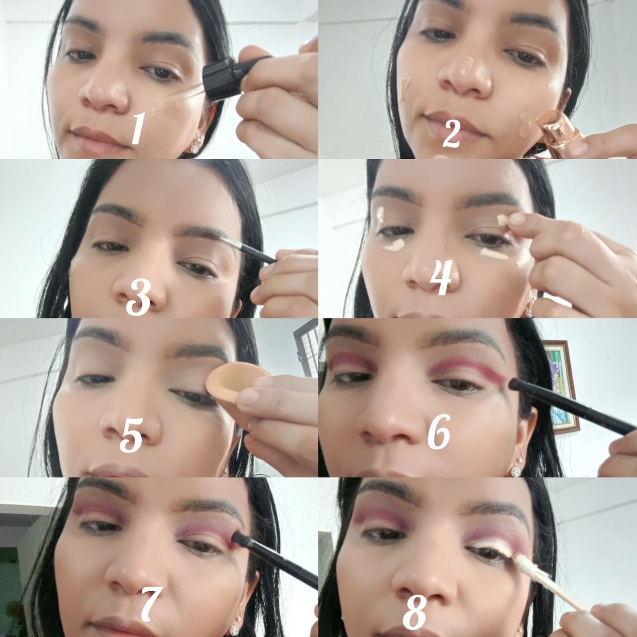 Makeup practice in burgundy and champagne tones.[Eng-Spa]