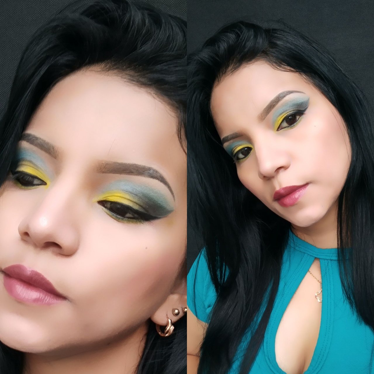 Elegant makeup in three shades, turquoise, yellow and black -Step by step|| Maquillaje elegante en tres tonos, turquesa, amarillo y negro -Paso a  paso? [Eng-Esp] | PeakD