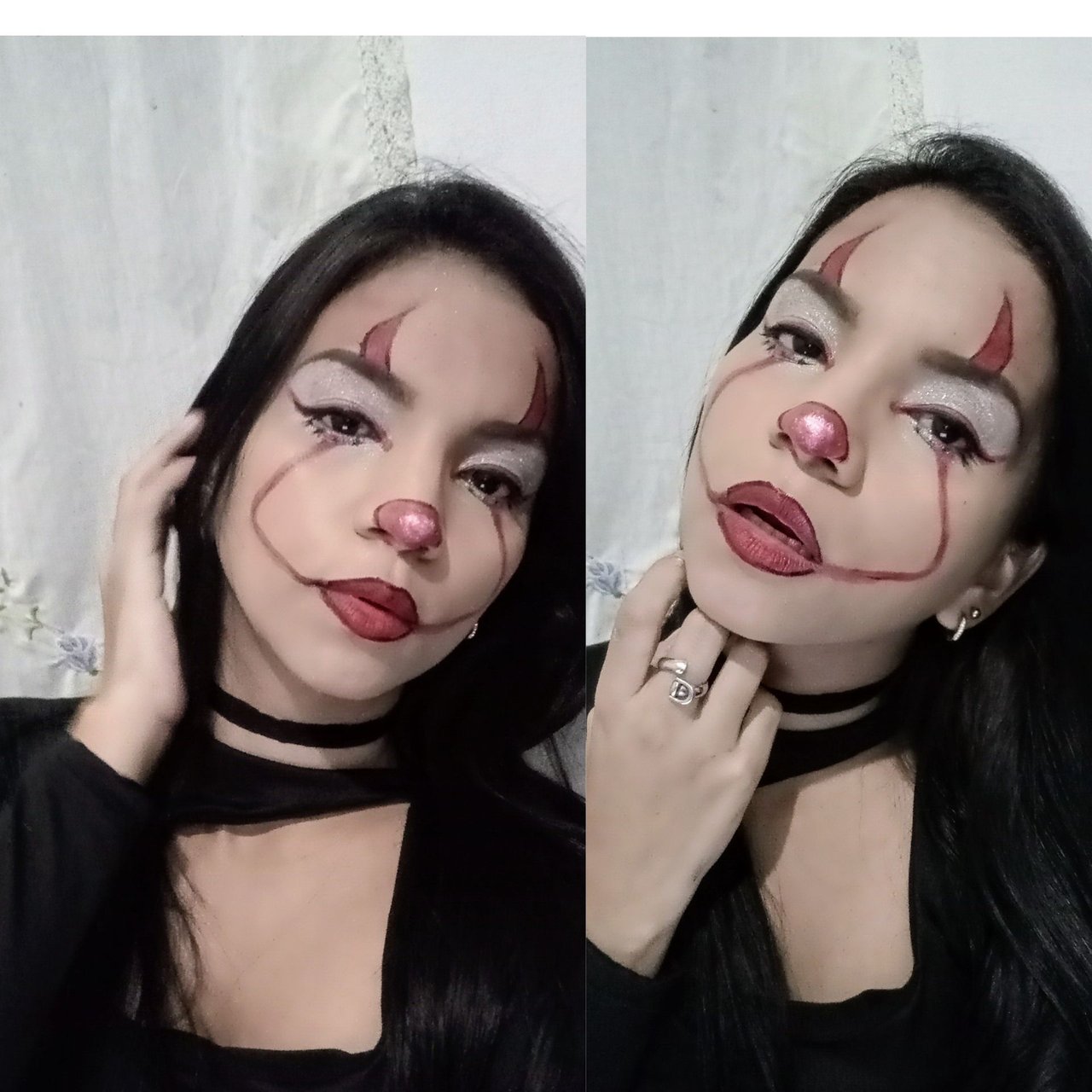 Simple clown makeup for women, special Halloween🤡🖤/Maquillaje de payaso  sencillo para mujer, especial Halloween🤡🖤