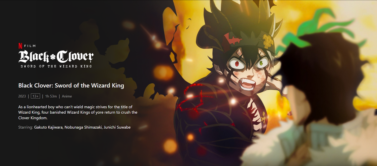 Black Clover: Sword of the Wizard King” Link para ver la película