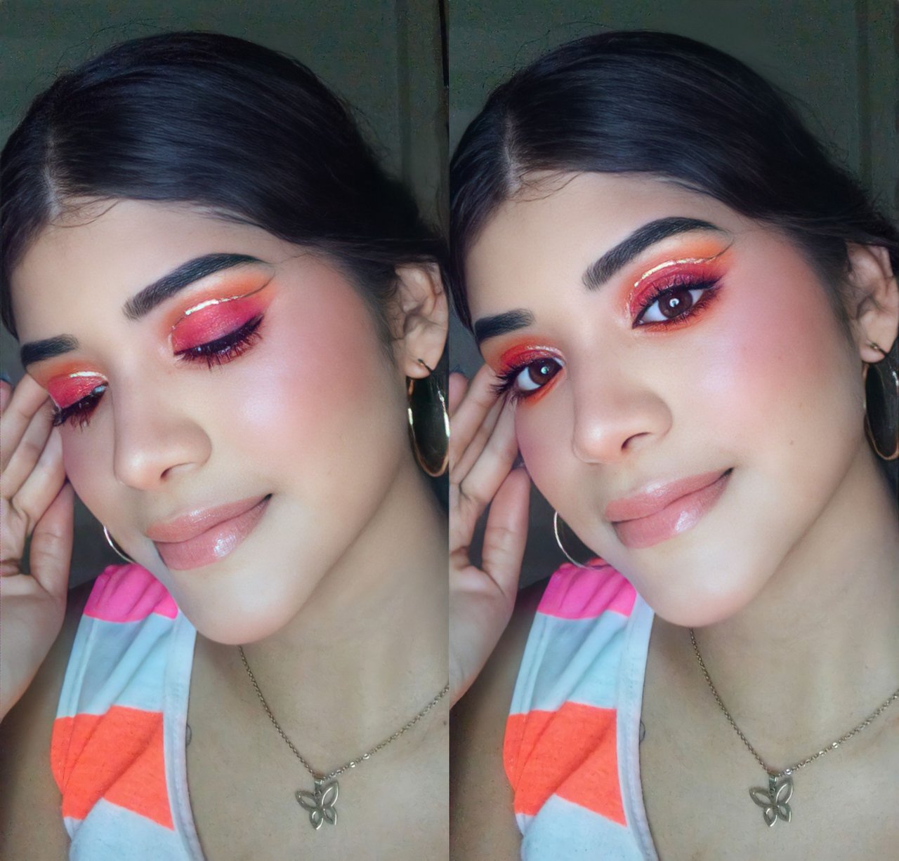 MAQUILLAJE EN TONOS ROJO Y NARANJA CON DORADO ?♥️ || MAKE-UP IN SHADES OF  RED AND ORANGE WITH GOLD ?♥️ // By Yuliannys ? | PeakD