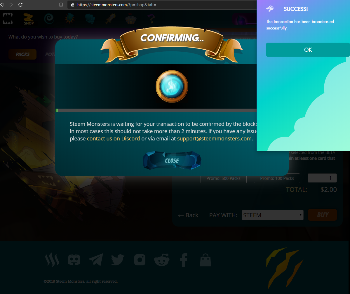 I was able to buy a steemmonsters card pack for $2 in paypal with a non  crypto friendly Credit Card, made a profit with rare cards, and can now  sell them for