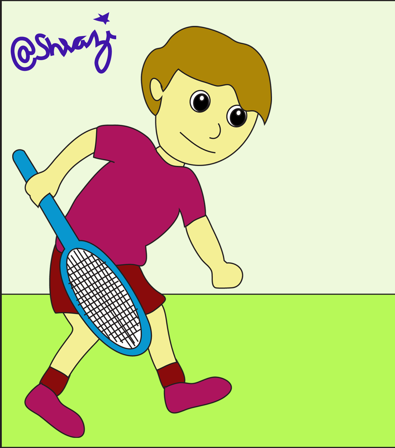 Animation GIF Scene creation of Badminton Player
