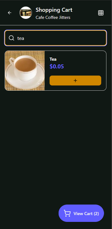 Shopping Cart  POS: Mobile View - Search & Filter