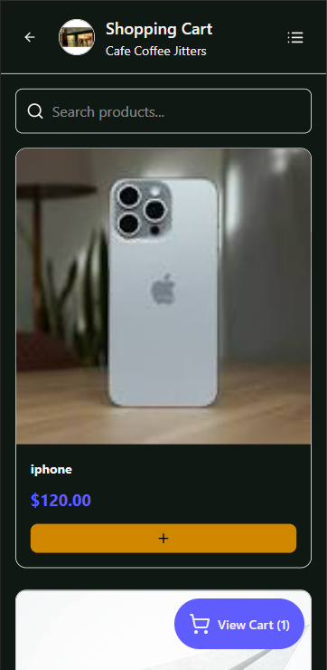 Shopping Cart  POS: Mobile View - Grid