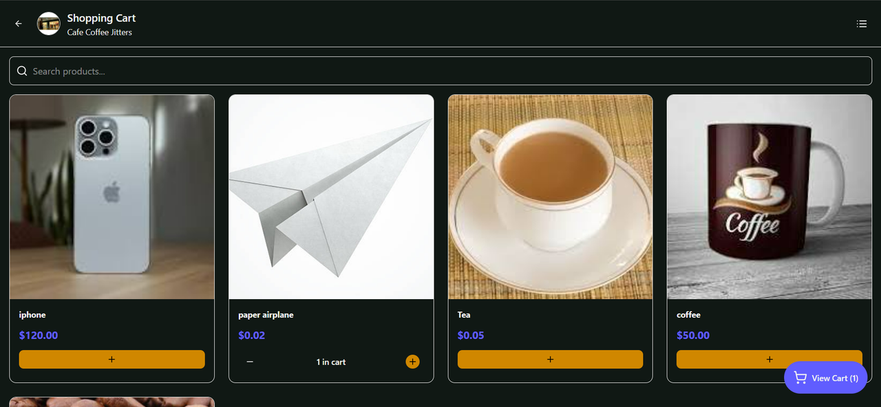 Shopping Cart Tablet View - Grid