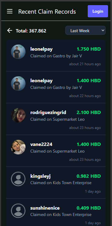 Recent Cashback claims