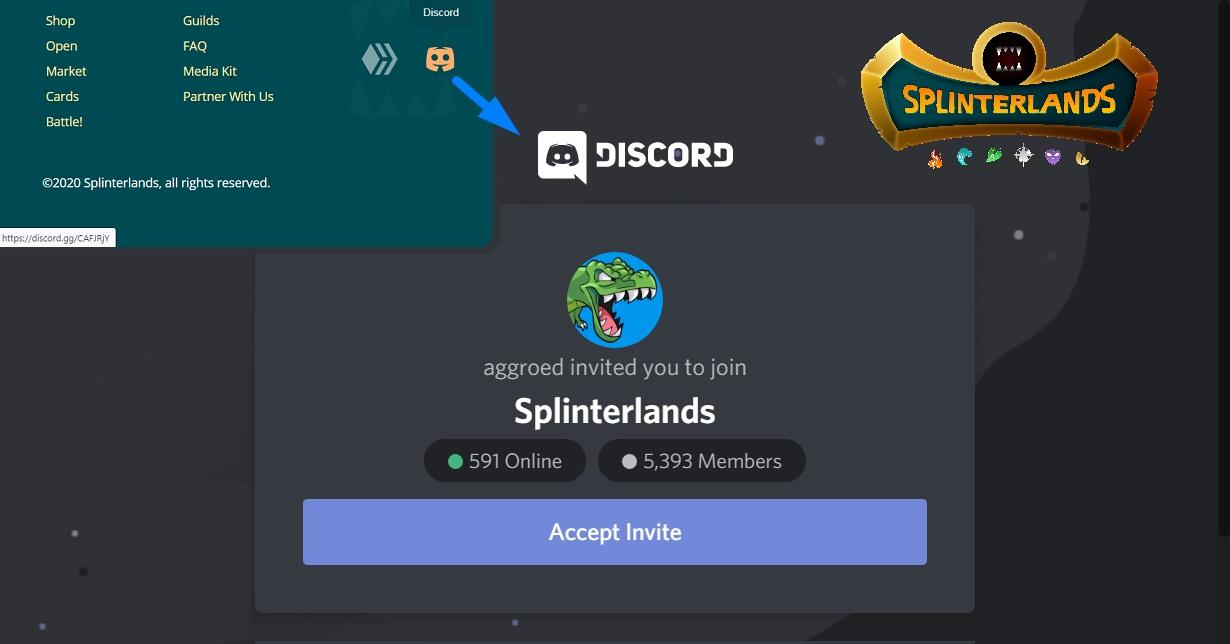 Полезная инфа Splinterlands: регистрация и вход в официальный Discord игры  | PeakD