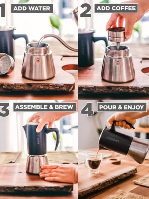 3 Grosche Milano Stainless Steel Stovetop Espresso Brewer