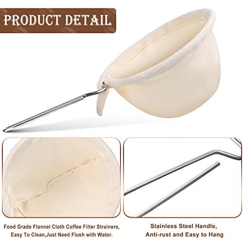 3 4 Pack Flannel Coffee Filters Reusable Coffee Dripper with Steel Handle Handmade Accessories for Home Office Use