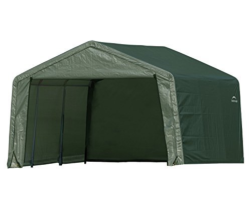 3 ShelterLogic Shed-in-a-Box All Season Steel Metal Peak Roof Outdoor Storage Shed with Waterproof Cover and Heavy Duty Reusable Auger Anchors 12' x 12'