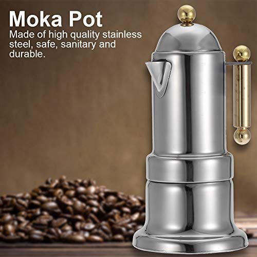 2 Stainless Steel Stovetop Espresso Maker: 4-Cup Durable Moka Pot with Safety Valve