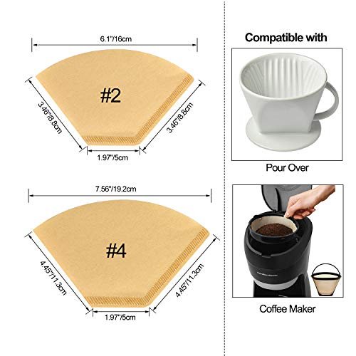 4 Cone Coffee Filters 100-Pack: Paper Disposable Filters for Pour Over and Drip Coffee Makers