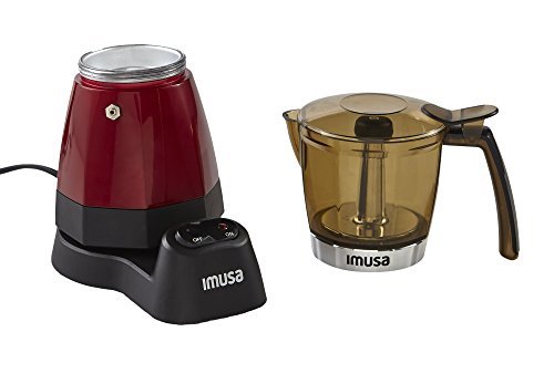 1 Electric Espresso/Moka Maker by IMUSA USA, Red, 3-6 Cups