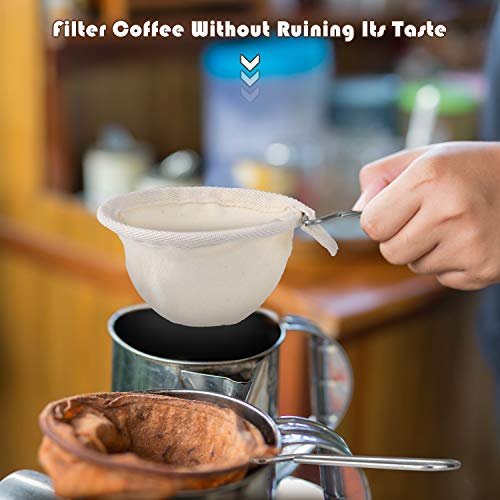 2 4 Pack Flannel Coffee Filters Reusable Coffee Dripper with Steel Handle Handmade Accessories for Home Office Use