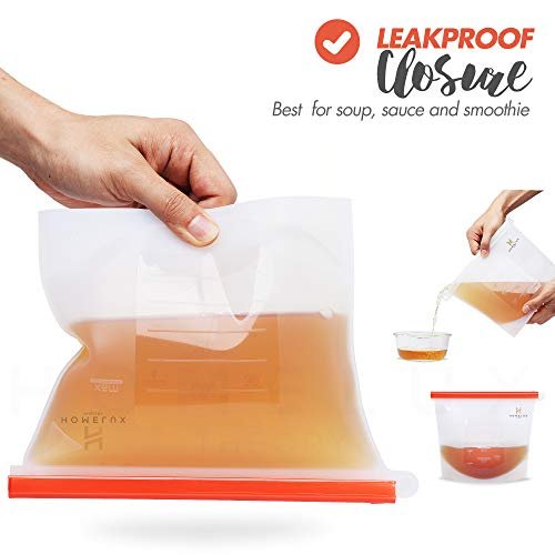 2 Homelux Theory Reusable Silicone Food Storage Bags Silicone Bags Reusable Bags Silicone Silicone Storage Bags Silicone Food Bags Reusable Silicone Food Bag (4 Large)