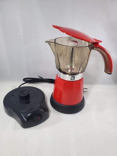 1 Portable Electric Espresso Maker in Red, available in 3 or 6 cups/Cafetera Eléctrica Portátil de Espresso en Rojo, disponible en 3 o 6 tazas