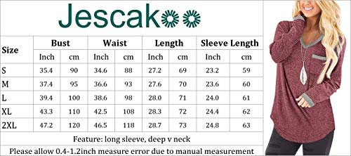 5 Jescakoo Tunic Tops for Leggings for Women Long Sleeve V Neck T Shirts Casual Loose Fit