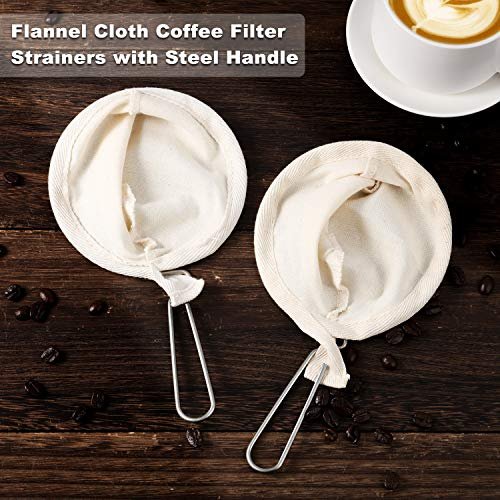 4 4 Pack Flannel Coffee Filters Reusable Coffee Dripper with Steel Handle Handmade Accessories for Home Office Use