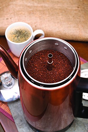 2 Euro Cuisine PER12 Electric Percolator 12 Cup Stainless Steel Coffee Pot Maker - Copper Touch