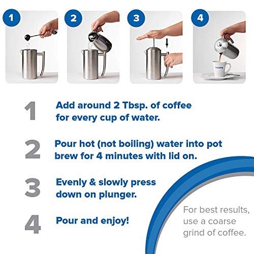 5 Frieling USA Stainless-Steel French Press Coffee Maker with Double-Walled Design in Convenient Packaging