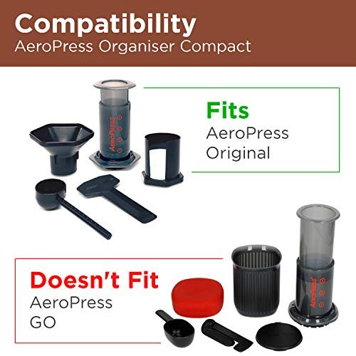 3 HEXNUB – Bamboo Organizer for AeroPress, Compact Coffee Caddy Station Holds AeroPress Coffee Maker, Accessories, Filters, Cups, Stand includes Mats (Black)