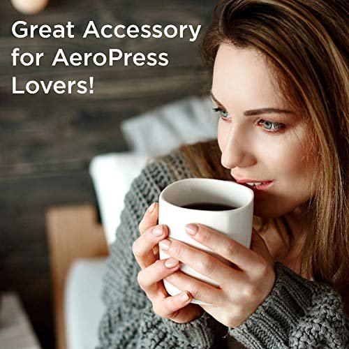 4 HEXNUB – Bamboo Organizer for AeroPress, Compact Coffee Caddy Station Holds AeroPress Coffee Maker, Accessories, Filters, Cups, Stand includes Mats (Black)