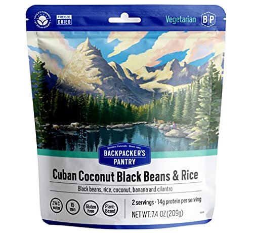 5 Backpacker's Pantry Coconut Rice and Black Beans Freeze Dried Meal for Outdoor Activities and Emergencies High Protein 27g