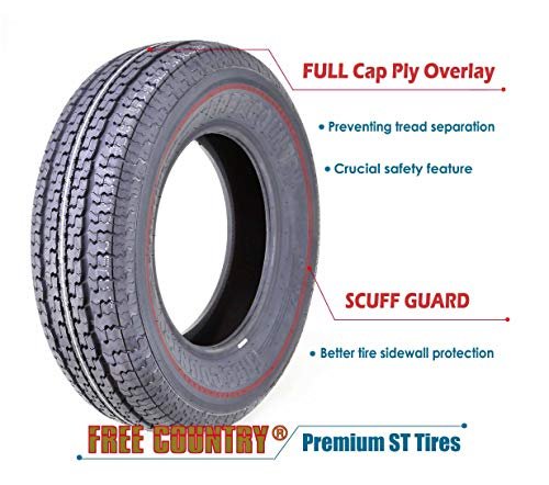 1 2 Premium FREE COUNTRY Radial Trailer Tires ST 225/75R15 10PR Load Range E w/featured Scuff Gurard