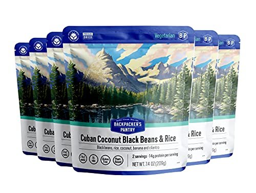 1 Backpacker's Pantry Coconut Rice and Black Beans Freeze Dried Meal for Outdoor Activities and Emergencies High Protein 27g