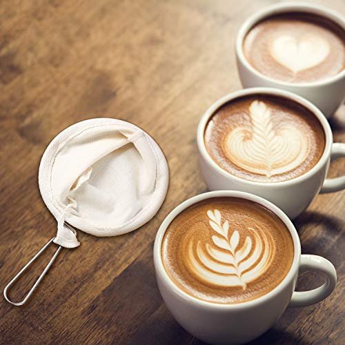 6 4 Pack Flannel Coffee Filters Reusable Coffee Dripper with Steel Handle Handmade Accessories for Home Office Use