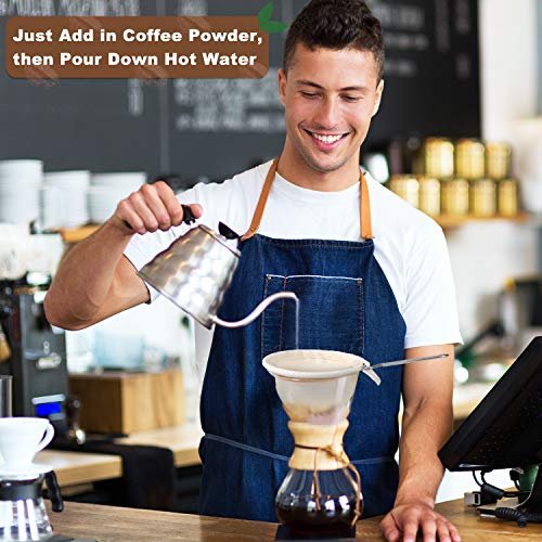 5 4 Pack Flannel Coffee Filters Reusable Coffee Dripper with Steel Handle Handmade Accessories for Home Office Use
