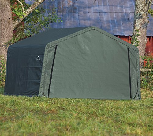 6 ShelterLogic Shed-in-a-Box All Season Steel Metal Peak Roof Outdoor Storage Shed with Waterproof Cover and Heavy Duty Reusable Auger Anchors 12' x 12'