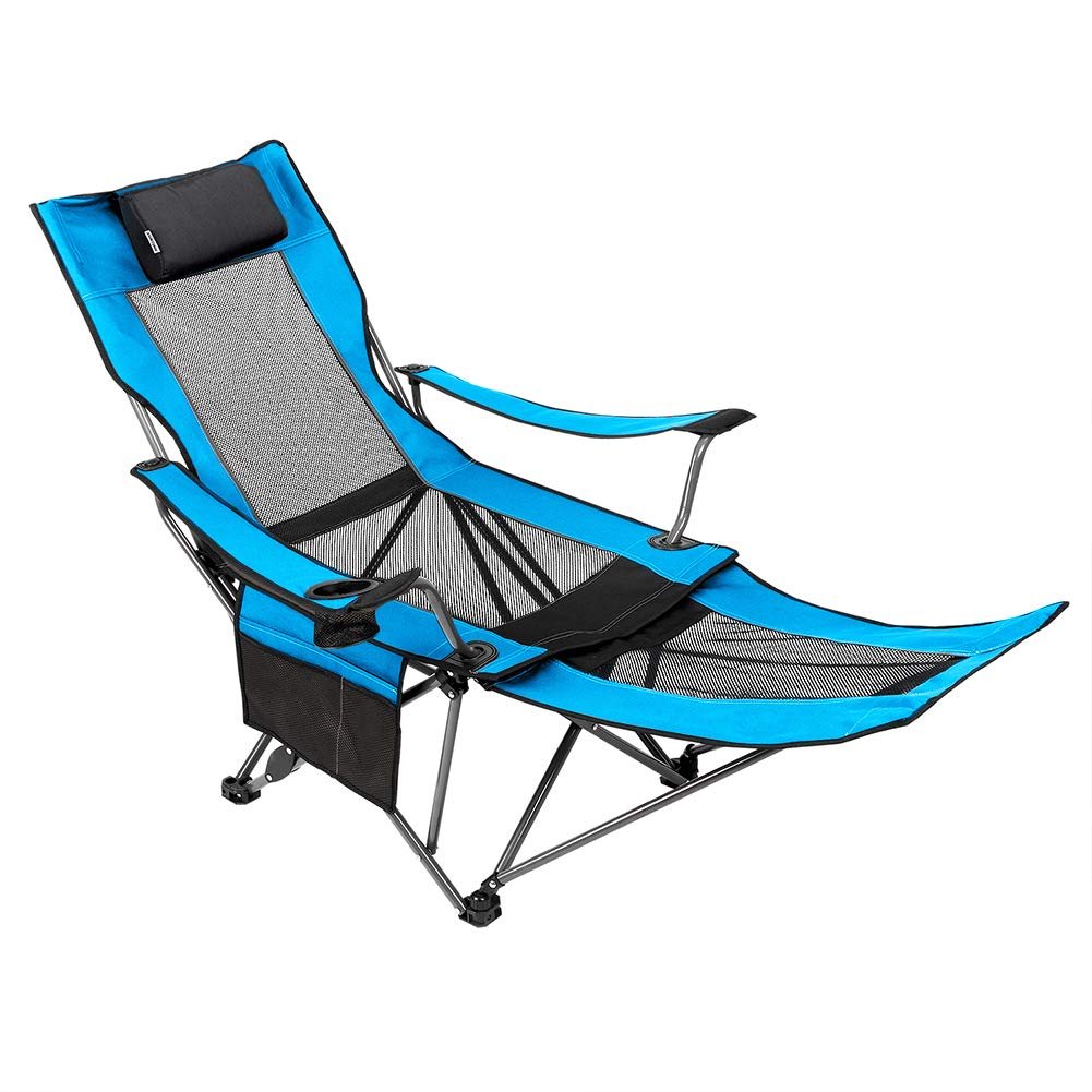 1 OUTDOOR LIVING SUNTIME Camping Folding Portable Mesh Chair with Removabel Footrest
