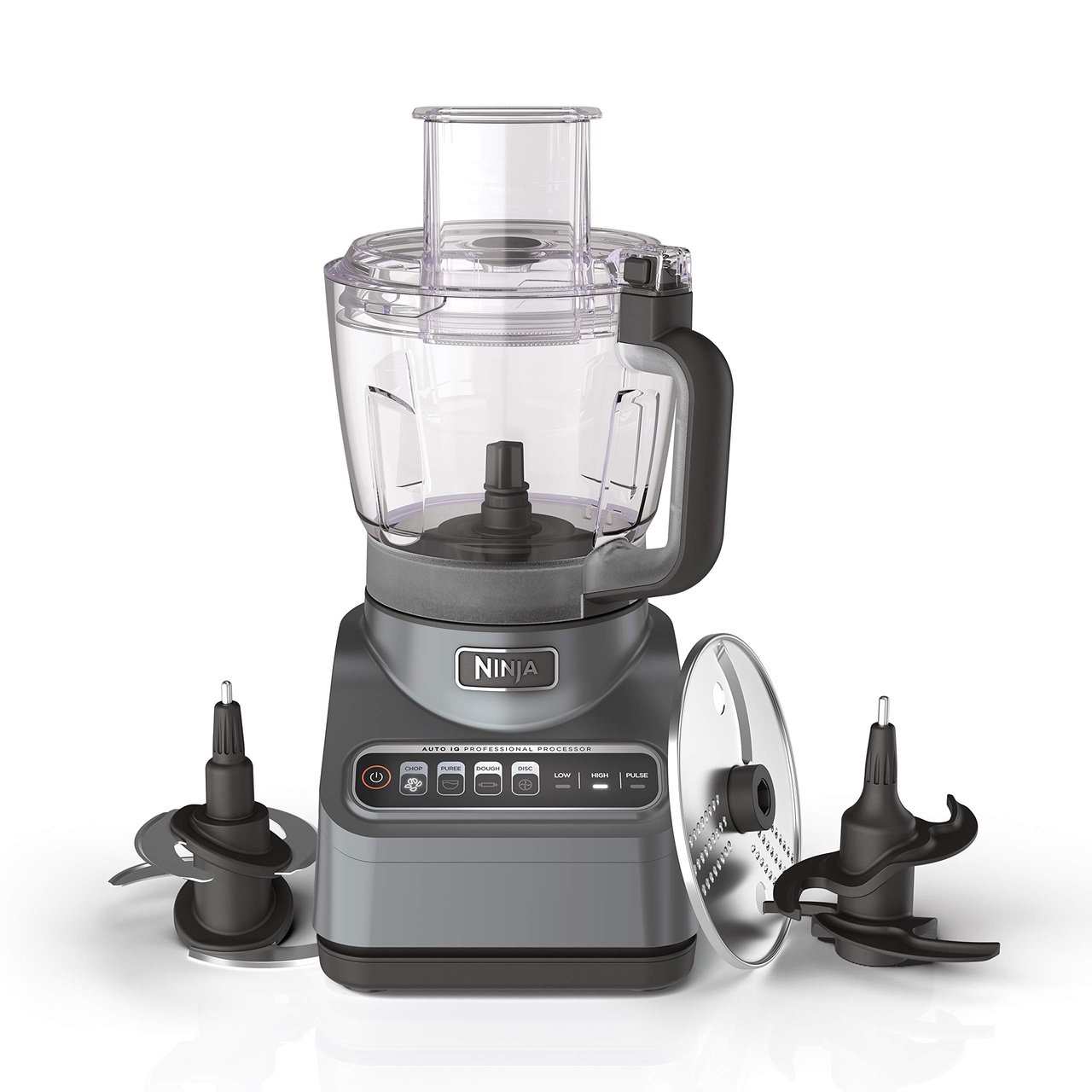 2 Ninja BN601 Professional Plus Food Processor, 1000 Peak Watts, 4 Functions for Chopping, Slicing, Purees & Dough with 9-Cup Processor Bowl, 3 Blades, Food Chute & Pusher, Silver