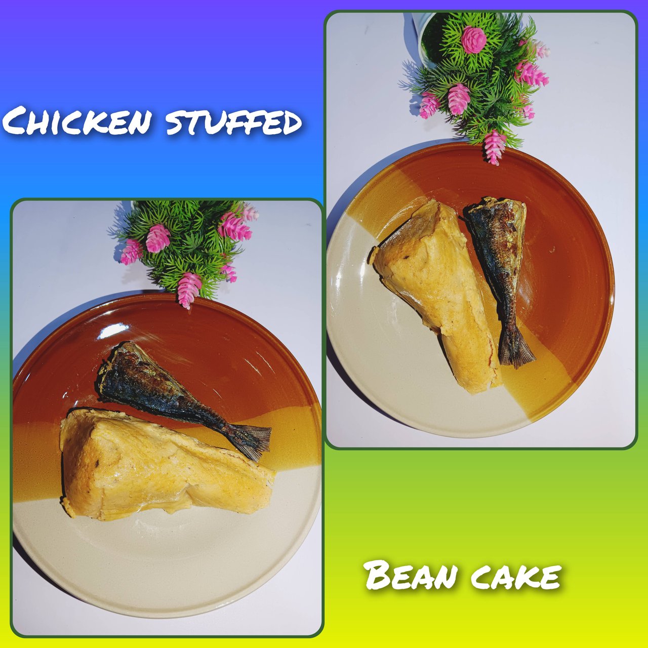 Chicken Stuffed Bean Cake 